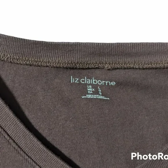 Liz Claiborne Pink & Brown V-Neck Pima Cotton T-shirt Set, Large - Picture 12 of 12